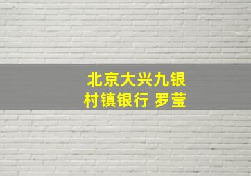 北京大兴九银村镇银行 罗莹